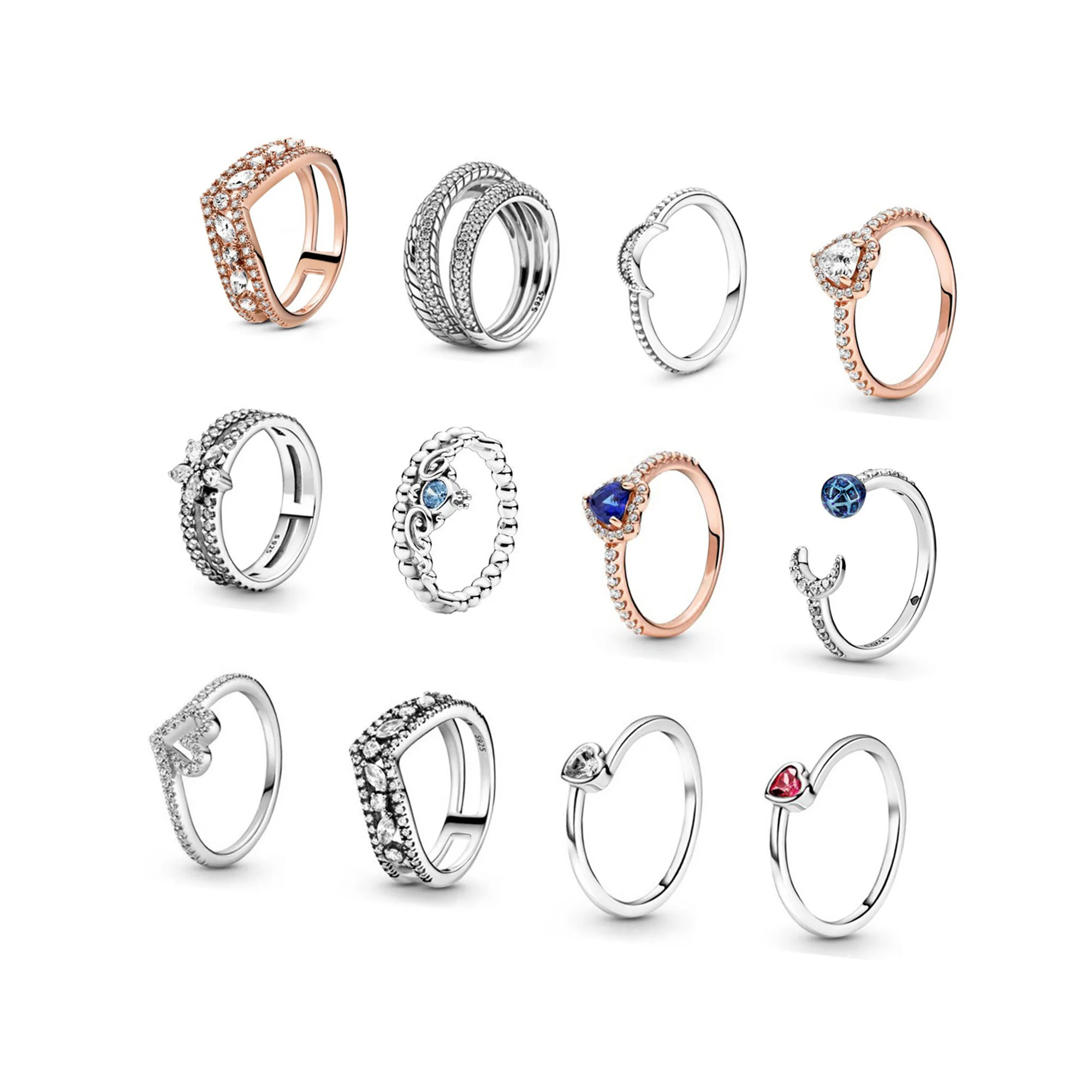 

2021 925 sterling silver shiny gemstone fashion classic love ring rose gold ladies party high-end original jewelry, Picture