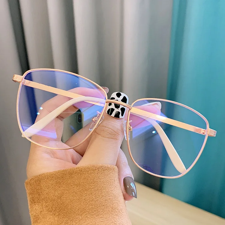 

2022 New trend Oversized Irregular rectangular glasses clear lens metal eyeglasses frame anti blue light for women