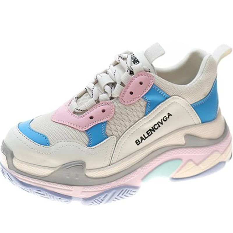 

Women's 2021 Platform Sneakers Genuine Leather Round Head Fashion Sports Shoes Ladies Thick Bottom Street Shot Casual Shoes