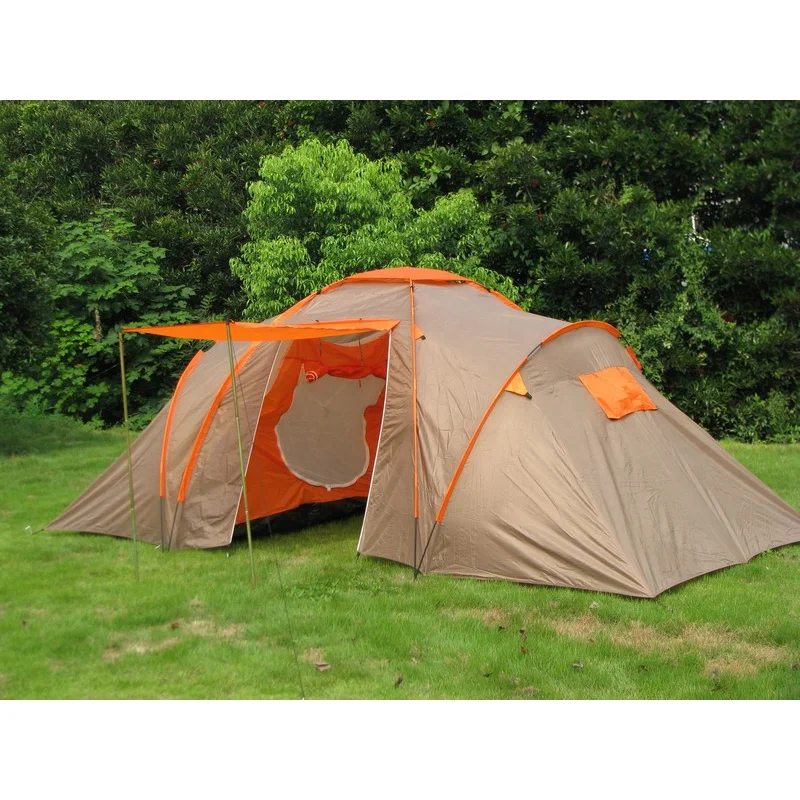 

Outdoor Tent Waterproof Family Beach Two Room Family Tent Camping Tents, Orange