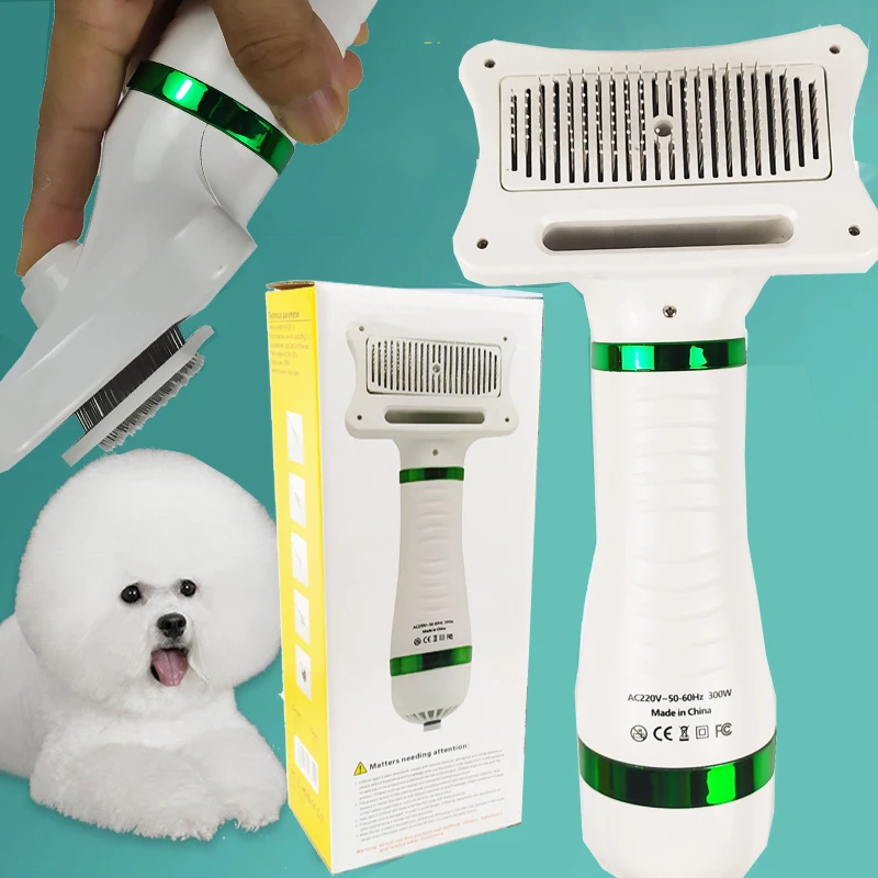 

2-In-1 Portable Pet dog hair grooming dryer with slicker brush dryer comb for cat hair dryer
