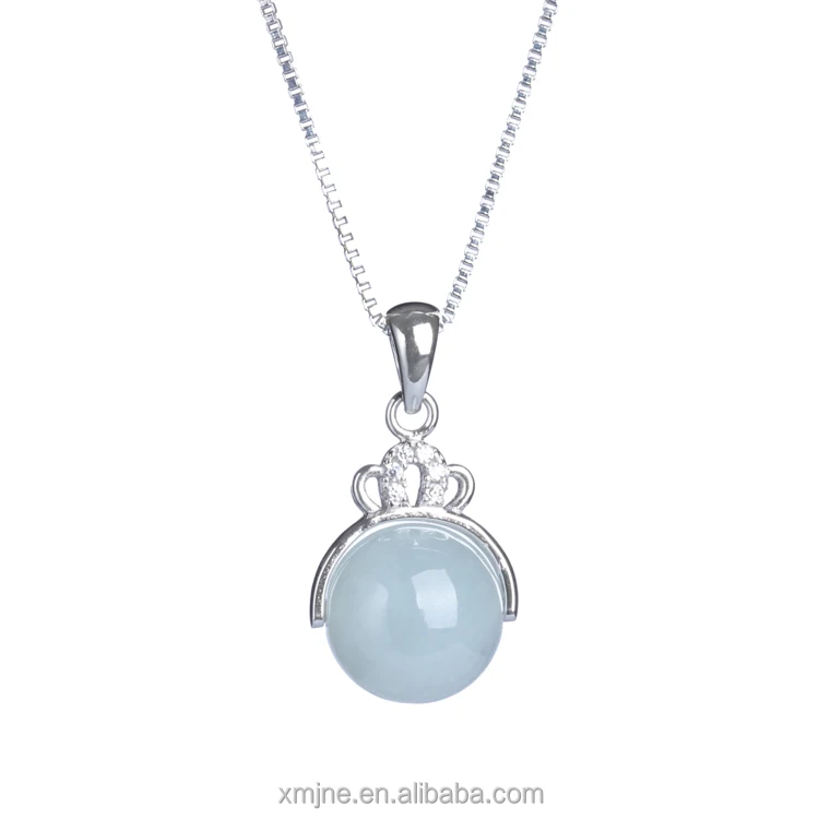 

Accessories S925 Silver Necklace Inlaid Crown Transfer Bead Jade Pendant Natural Jade Pendant Jade Wholesale