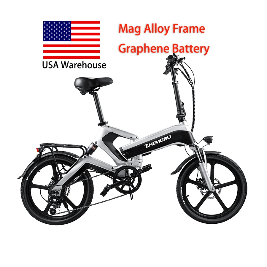 

USA Warehouse Zhengbu K6S Mag Alloy full suspension e-bike 20inch foldable ebike US free shipping electric bicycle
