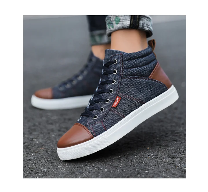 

2023 Classic Fabric High Top Sports Men's Board Shoes Large Casual Canvas Shoes