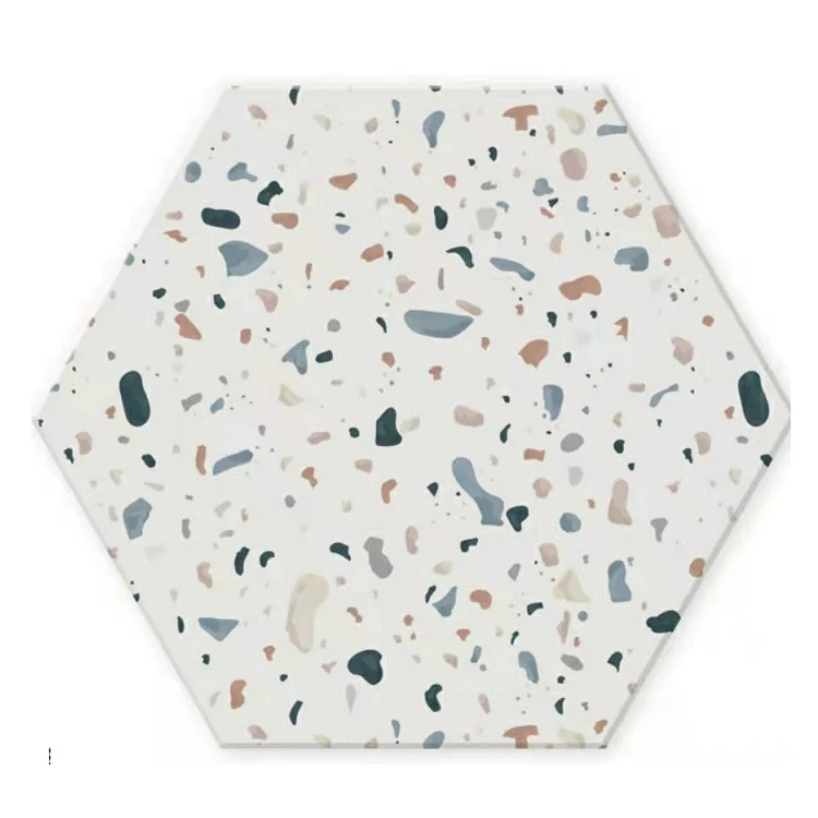 

Marble Terrazzo Series Patten Theme Custom Free Sample Coffee Cup Mat Water Absorbent Ceramic Hexagon Marble Coaster For Drinks, Cmyk