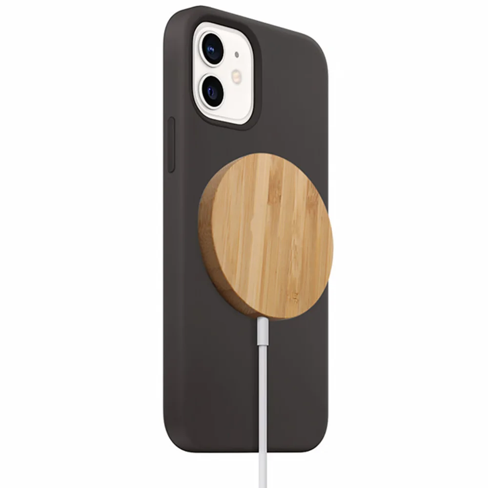 

for iphone 12 easy to connect faster wireless charging bamboo wooden wireless cover duo magnetic charger with iphone 12 pro max