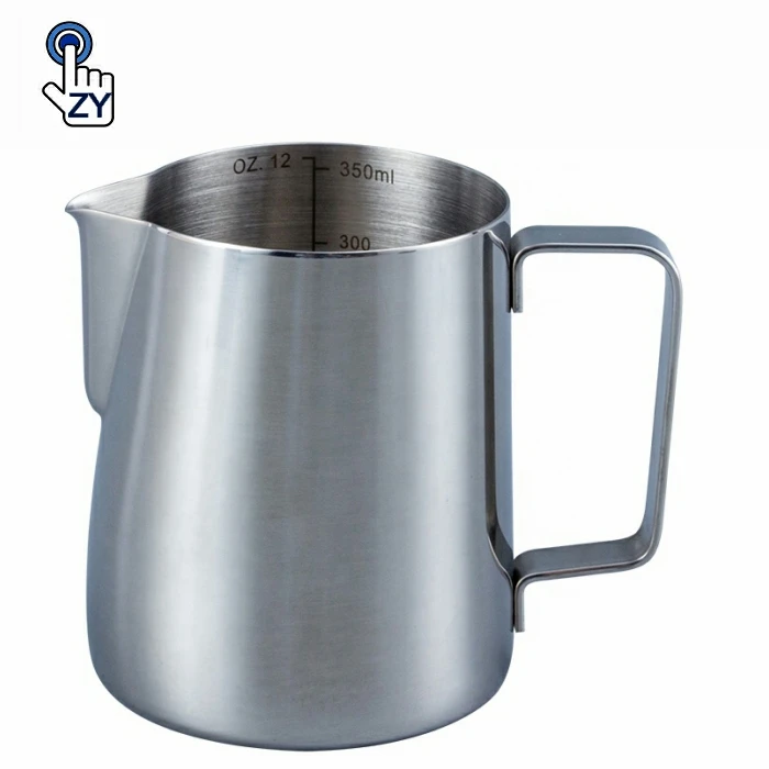 

Custom Logo Stainless 600ml Latte Maker Arab Sharp Spout Frothing Steaming Coffee Jug Milk Pitcher