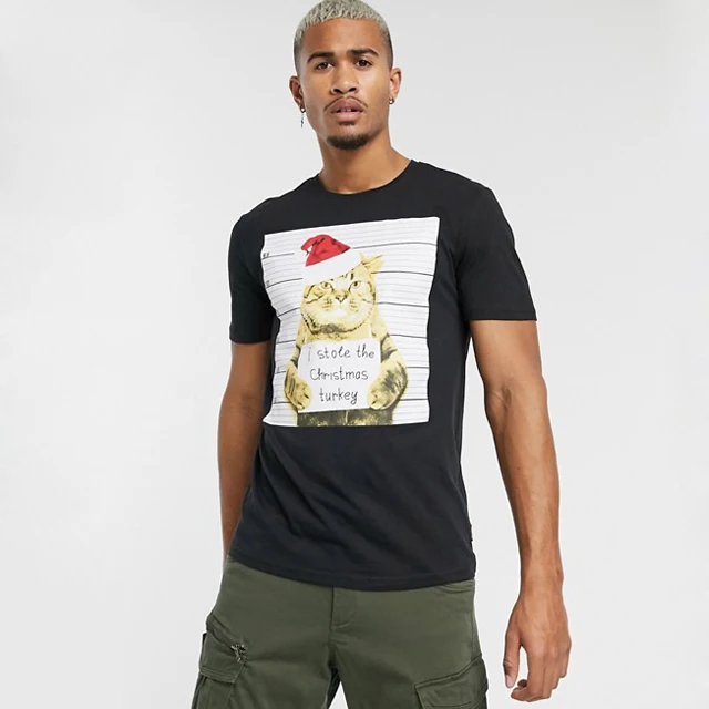 

2020 Hip Hop Muscle Fit Curved Hem Cotton Custom Printing T- shirt For Men