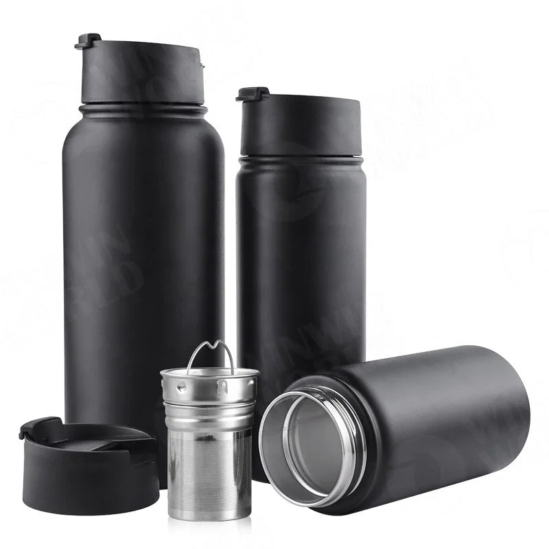 

Outdoor Leak proof Sport Vacuum Stainless Steel Travel Cup thermos Mug With Tea Infuser for Coffee & Tea Infuser Tumbler, Black,dark gray