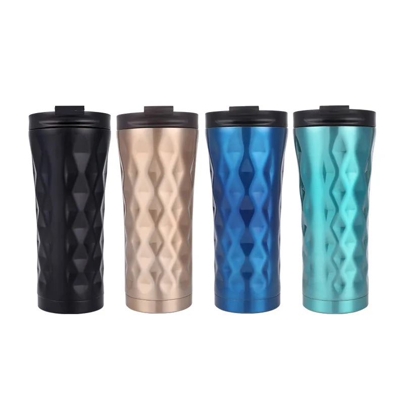 

Flypeak hot sell 500ml insulated vacuum tumbler coffee travel mug cup Irregular rhombus double wall stainless steel tumbler, Customized color