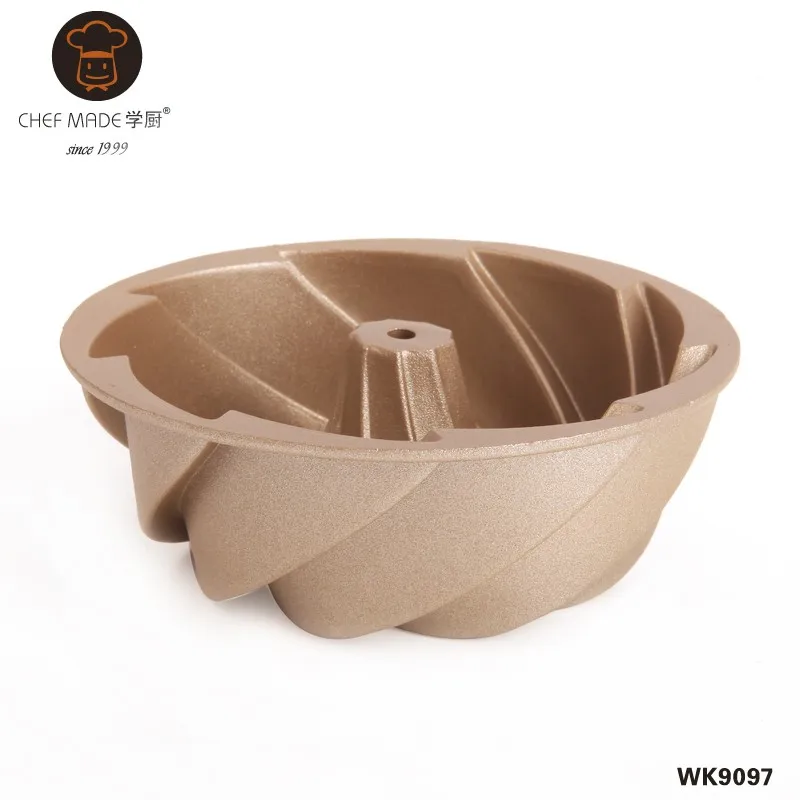

hot professional non stick die-cast aluminum mini baking cake bundt pan, Champagne gold