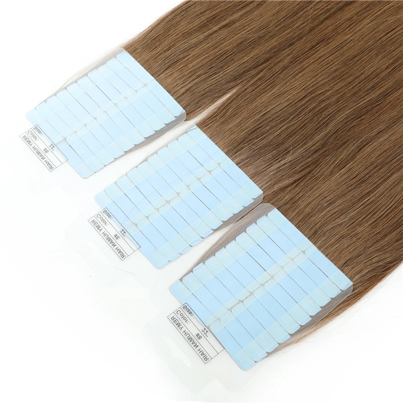 

European Double Drawn Russian Human Hair Tape Hair Extension, High Quality Natural Remy Tape In Hair Extension