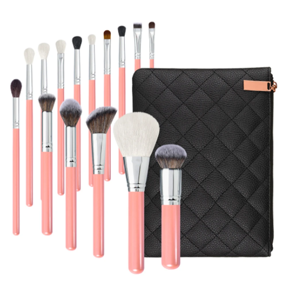 

Private label high quality makeup brushes 15pcs goat makeup brush set wooden handle synthetic cosmetics pro art tools
