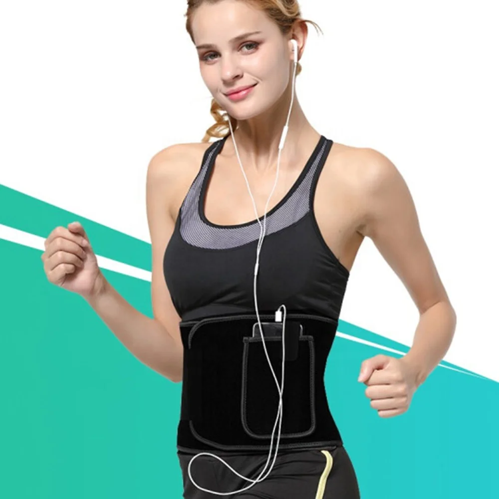 

Gym Weight Loss waist support fitness sports waist sweat slimming belt with pocket, Black,green,blue,pink,red,etc