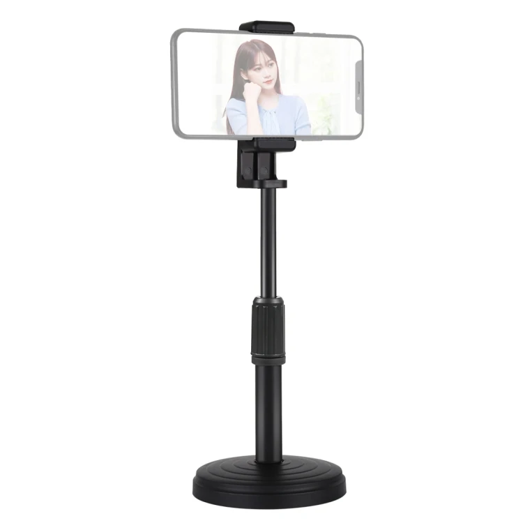 

Dropshipping PULUZ Mobile Phone Camera Round Base Desktop Mount Tripod with Phone Clamp, Adjustable Height: 18cm-28cm