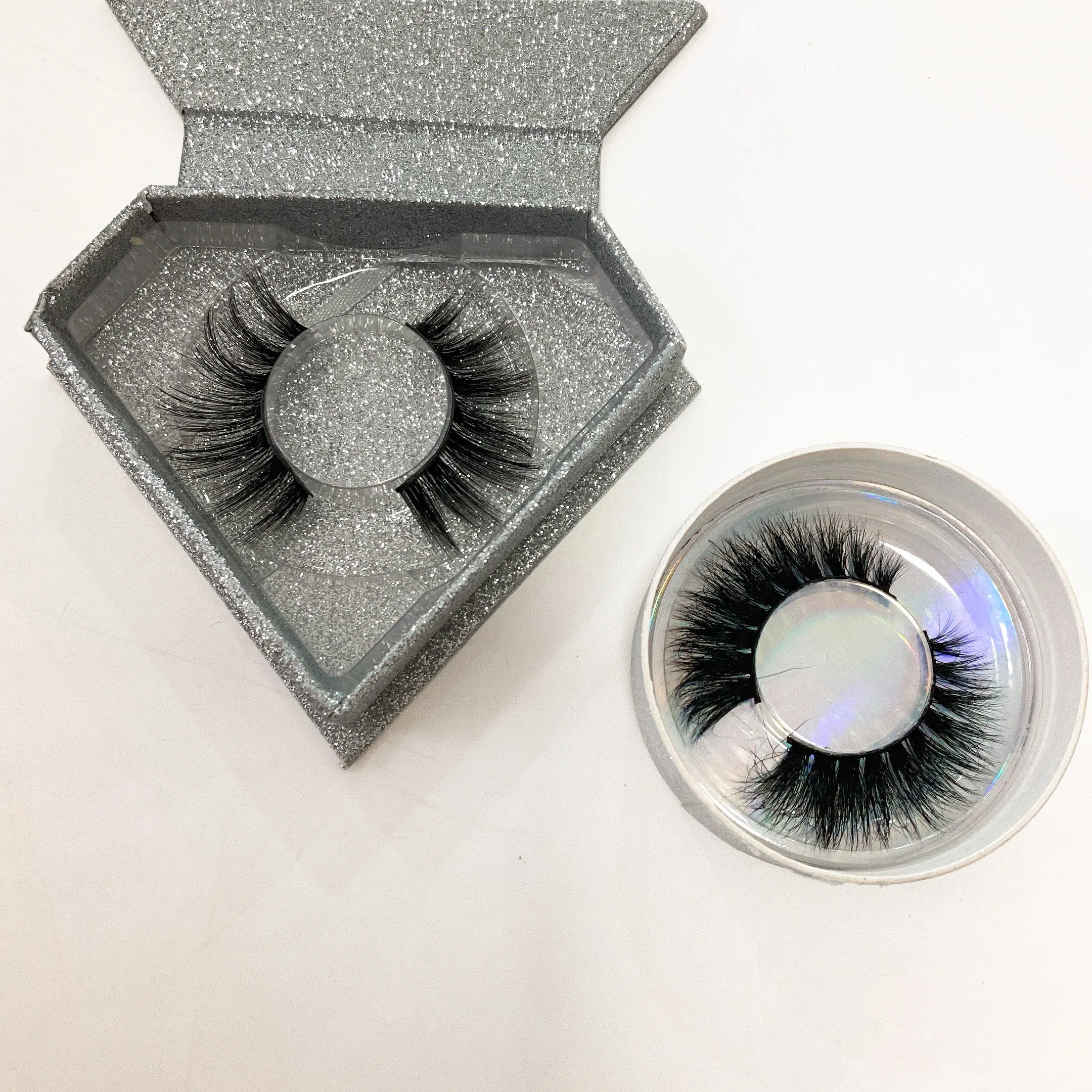 

Custom 25mm Faux Mink 3D Eyelash Natural Eyelashes Bulk Fluffy Lashes Wholesale With Own Brand Packaging Box, Black