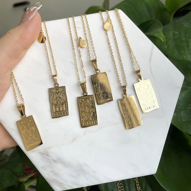 

hip hop jewelry Wholesale Jewelry Female Elegant 12 Zodiac Sign Necklace zodiac Pendants lucky Charms jewelry