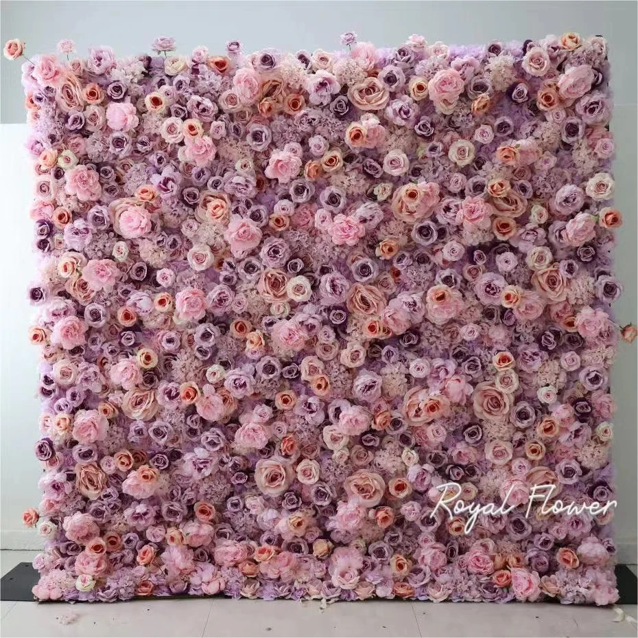 G-1269 Silk Peony Rose Pink Artificial Flower Wall Panel Backdrop Wedding Decoration