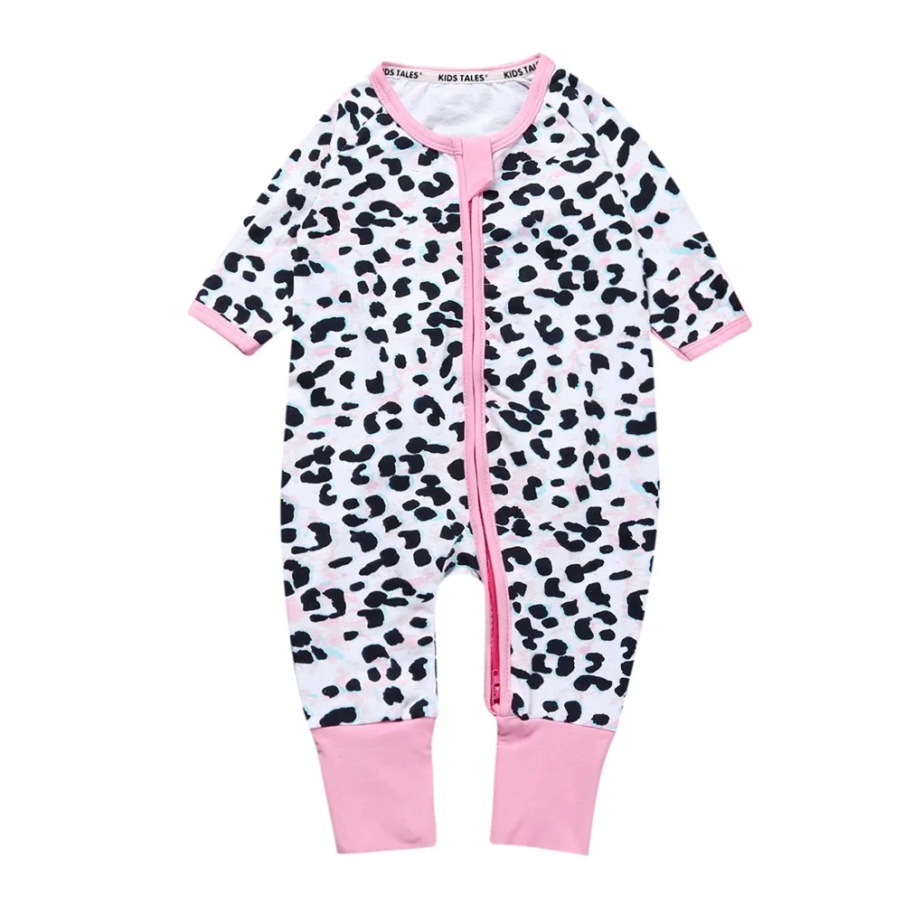 

Hot sale fashion leopard Printing newborn long sleeve bodysuit baby boy girl romper pajama boutique clothing kids