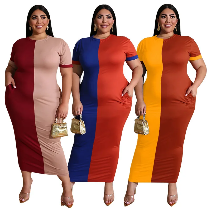 

5XL Plus Size Casual Women Workout Solid Color Dress Plus Size Women Clothing