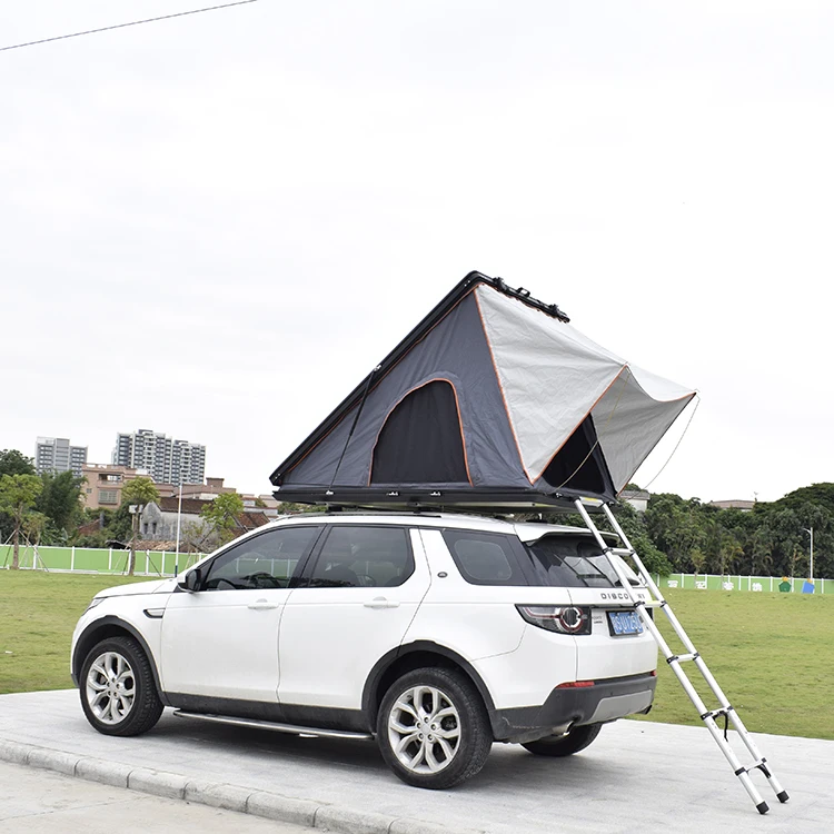 

2021 Hot selling WILDSROF Diagonal Bracing Type Roof Top Tent Rooftop Tent Hard Shell Roof Top Tent Camper For Car, Black and white