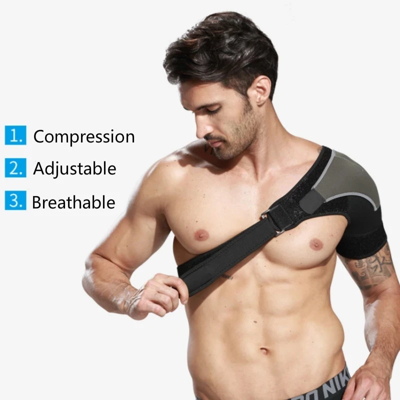 

Awesome Adjustable Shoulder Support Brace Strap Neoprene Shoulder Protector Belt Bandage for Injury Pain Relief, Black