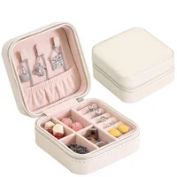 

Travel Jewelry Box Packaging Display Organizer Holder PU Leather Zipper Jewellery Case Wedding Gift Boxes for Women