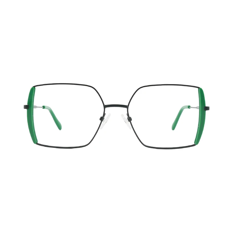 

Custom Colorful Design Woman and Man Metal and Acetate combined Eye Glasses Frame Green Acetate eyewear glasses