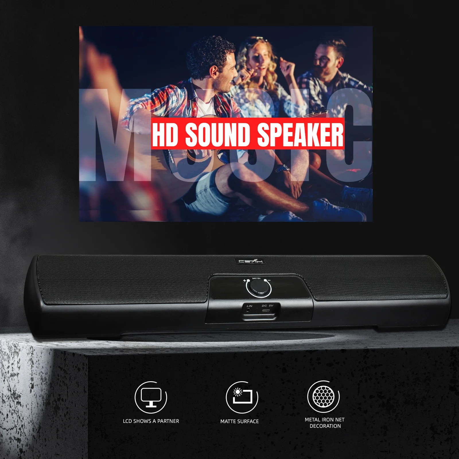New long strip wired desktop speakers stereo home theater wall-mounted speakers for desktop computers - ANKUX.COM