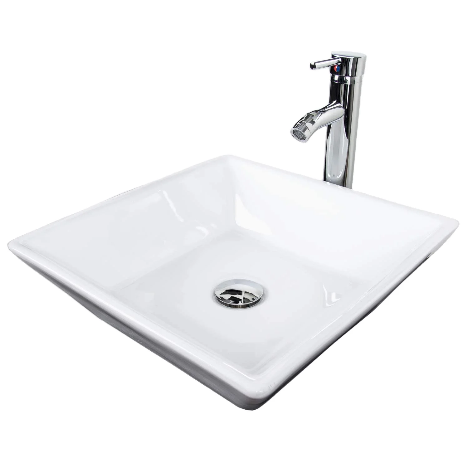 

White Square Ceramic Wash Basin Bathroom Countertop Vessel Sink