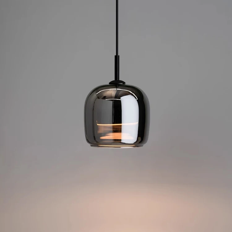Nordic Simple Smoke Grey Glass Pendant Light Black Luxury Modern Led Chandelier for Hotel Restaurant Bars