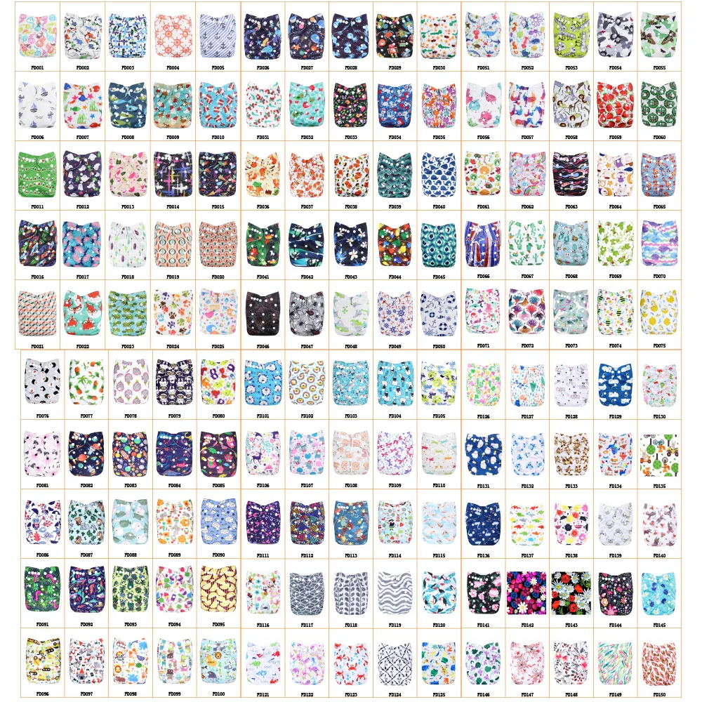 
Famicheer PUL Print Reusable AIO Sized Baby Cloth Diaper 
