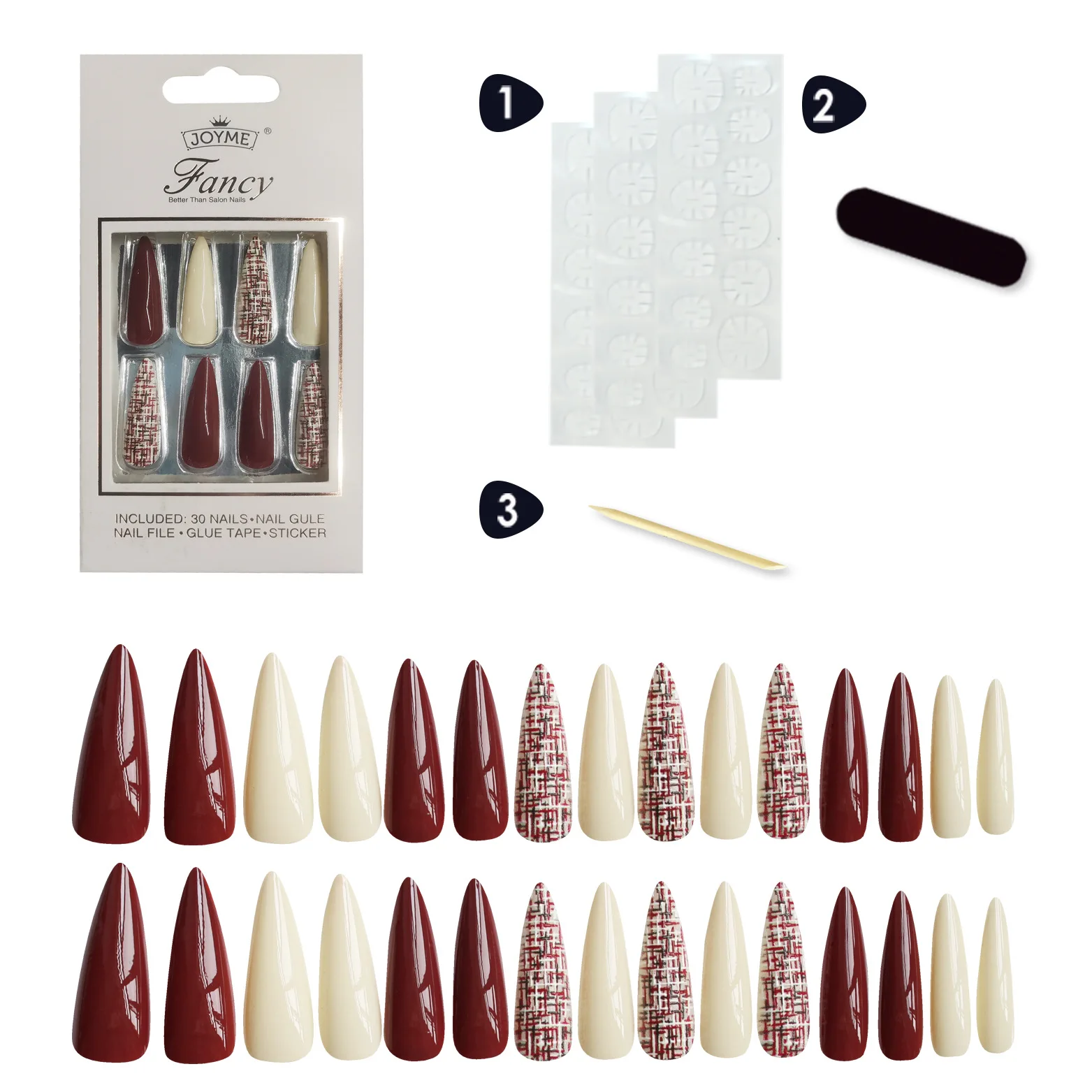 

Long Ballerina False Nails Almond Shape Pointed Long Press on Nail, Pictures showed