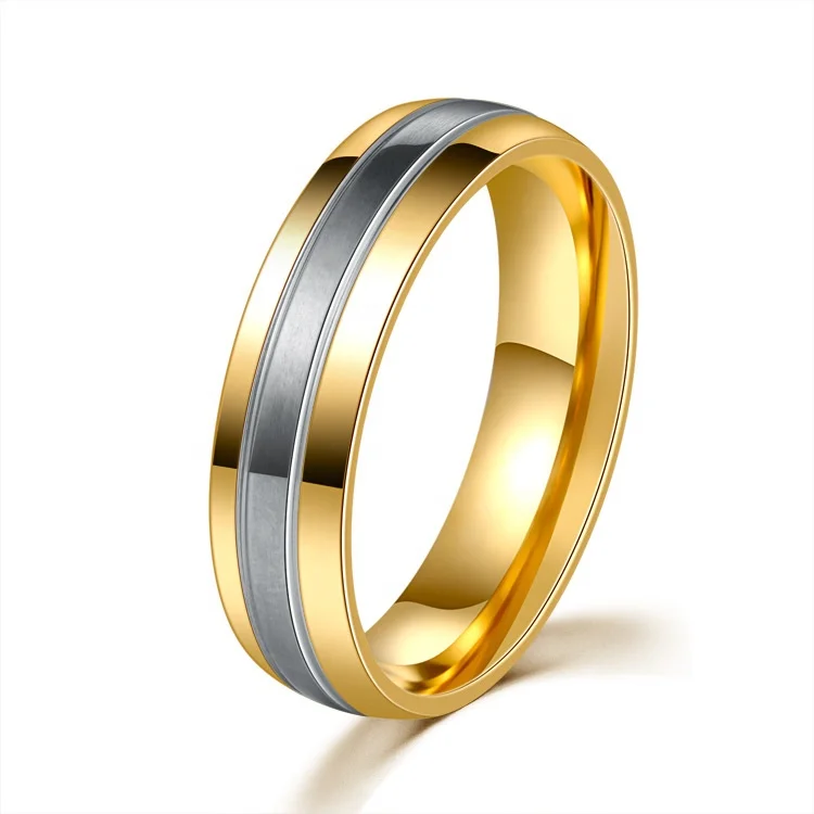 

Women's Jewelry yellow gold wedding ring sets Couple Luxury Titanium Gold Diamond ring wed, Picture shows