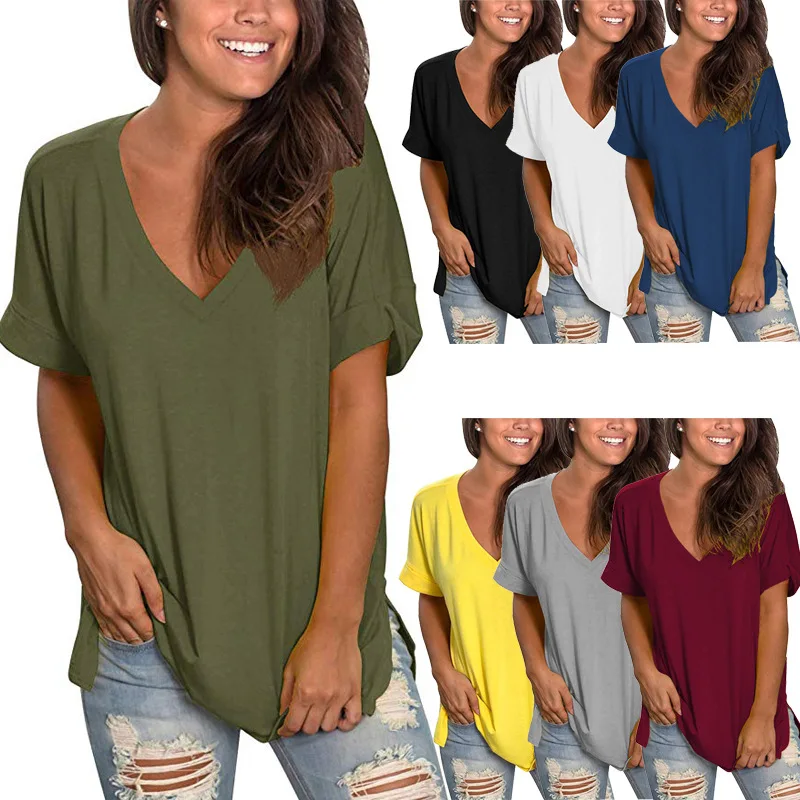 

plus size women V-neck short sleeve ruffled sleeves loose chiffon women shirt