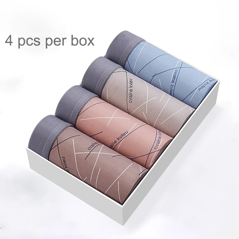 

4PACK In Box Soft Printing Polyester Underwear Men Boxer Briefs
