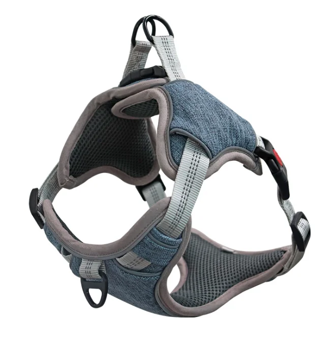 

PETPIA 360 Reflective Dog Harness Medium Pet Adjustable Dog Harness Vest Easy to Walk For Pet Safety, Gray,purple,pink,brown,blue