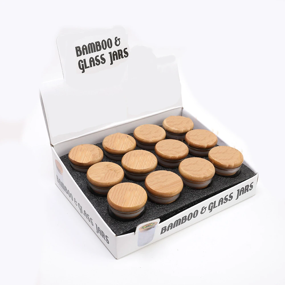 

JIJU Eco-friendly glass packaging container glass jar and bottles with bamboo lid, As show