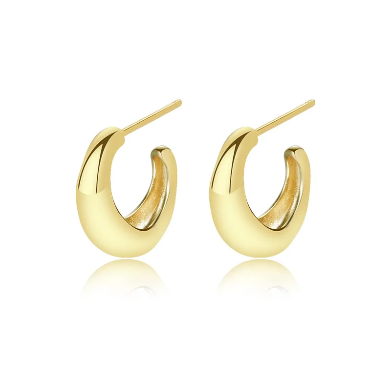 

VIANRLA 925 sterling silver gold earring thick hoop simple fashion style earrings