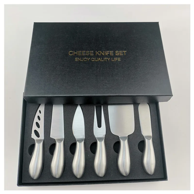 

Set of 6 stainless steel butter cheese knives with hollow shank, Silver