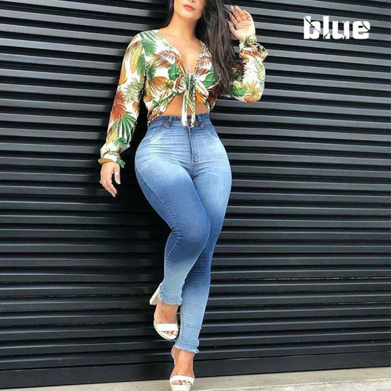 
Hot Selling Woman Jeans Slim Fit High Waist Jeans Women Stretch Jeans Trousers Women 