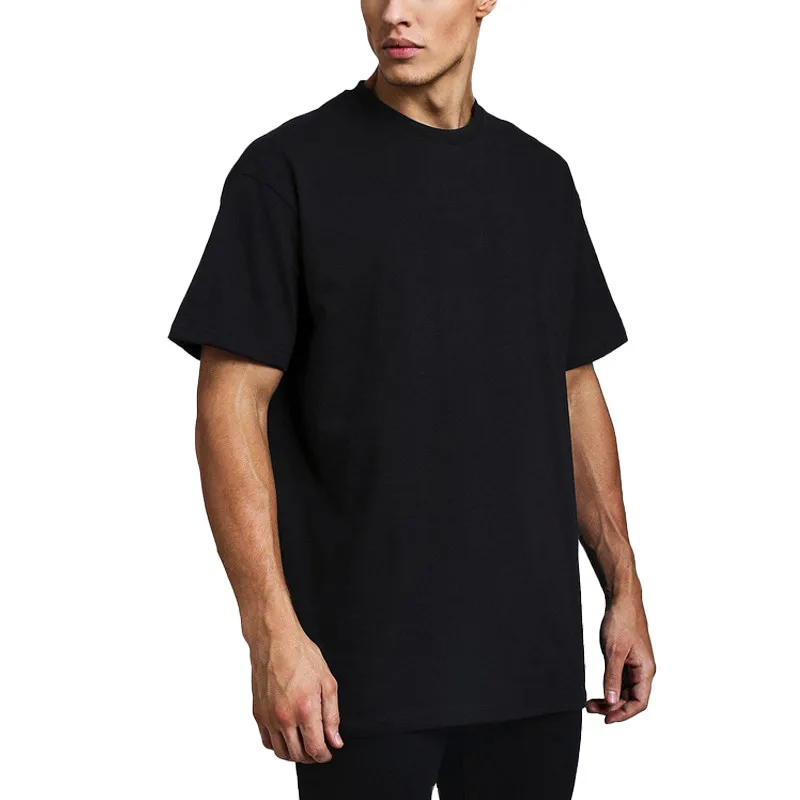 

Plain Black Organic Cotton Spandex T Shirt Oversized Heavy Men's O-neck T-shirts