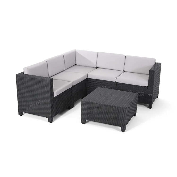 

Modern All Weather Patio Furniture Garden Rattan Sofas 5 Seater Outdoor Sectional Sofa Set