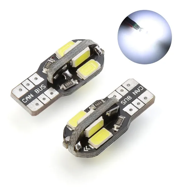 Canbus T10 Socket 8 smd 5630 5730 Chip Led Car License Plate Light W5W 194 Bulbs 168 NO ERROR DC 12V White Auto Reading Lamp