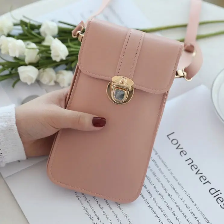 

2022 New summer PU material adjustable button shoulder Mobile Phone bag female women handbags, Multi colors