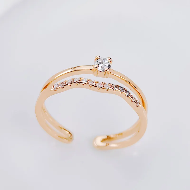 

YR10034 Italina Factory New Arrival Fashion Design Fancy 925 silver Brass Rose Gold Plated Zircon Engagement Wedding Ring Women, Rose gold color