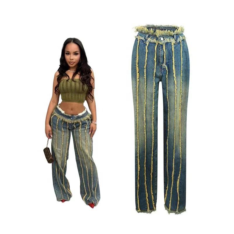 KY Wash Distress Woman Clothes Jeans Baggy Low Rise Jeans Women