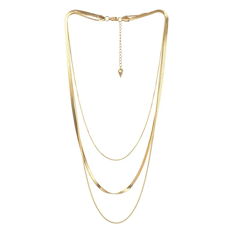

14K Gold Plated Layered Charm Chain Necklace