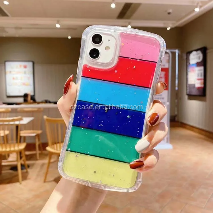 

Fashion Graffiti Colours Rainbow Transparent Acrylic Glue Printing Cell Mobile Phone Back Cover Case For Iphone XR (6.1)