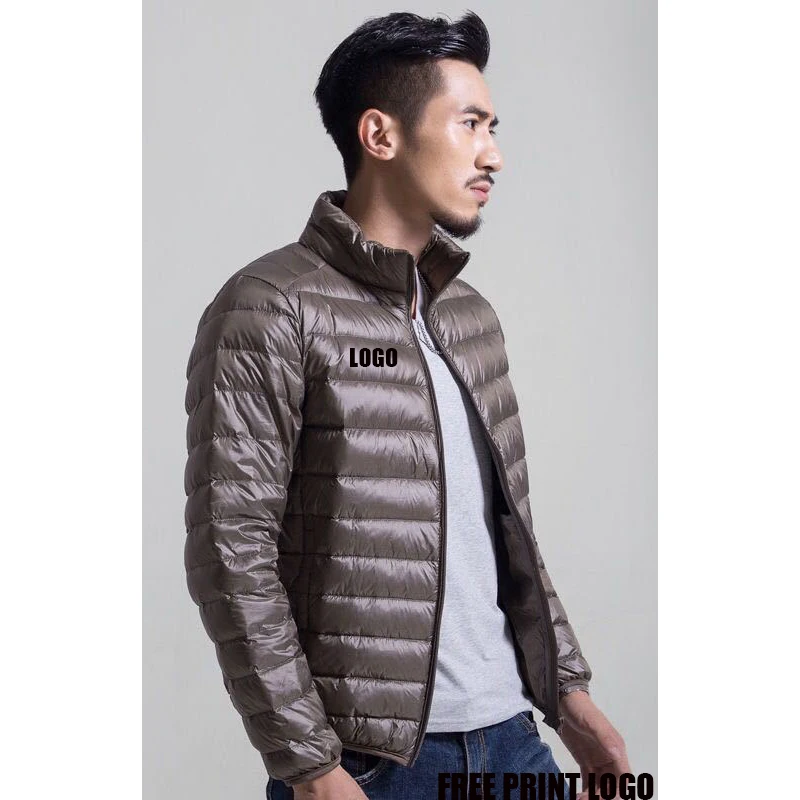 

Free shipping Men bomber nylon puffer down jacket with custom logo, Customized color